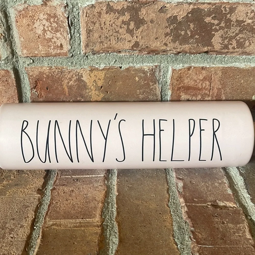 Rae Dunn Bunny's Helper Light Pink Rolling Pin